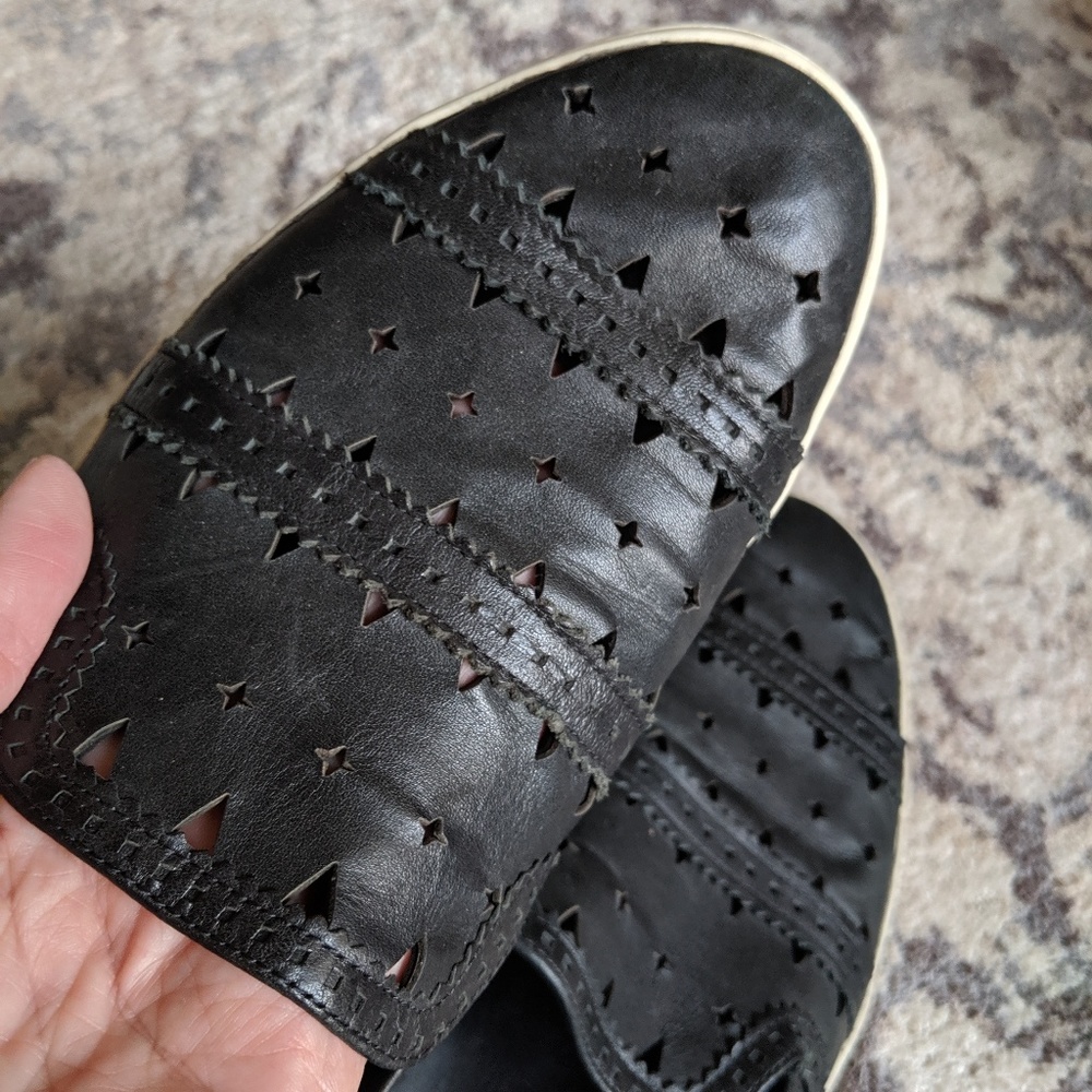 Via Spiga perforated black leather slip-on sneaker